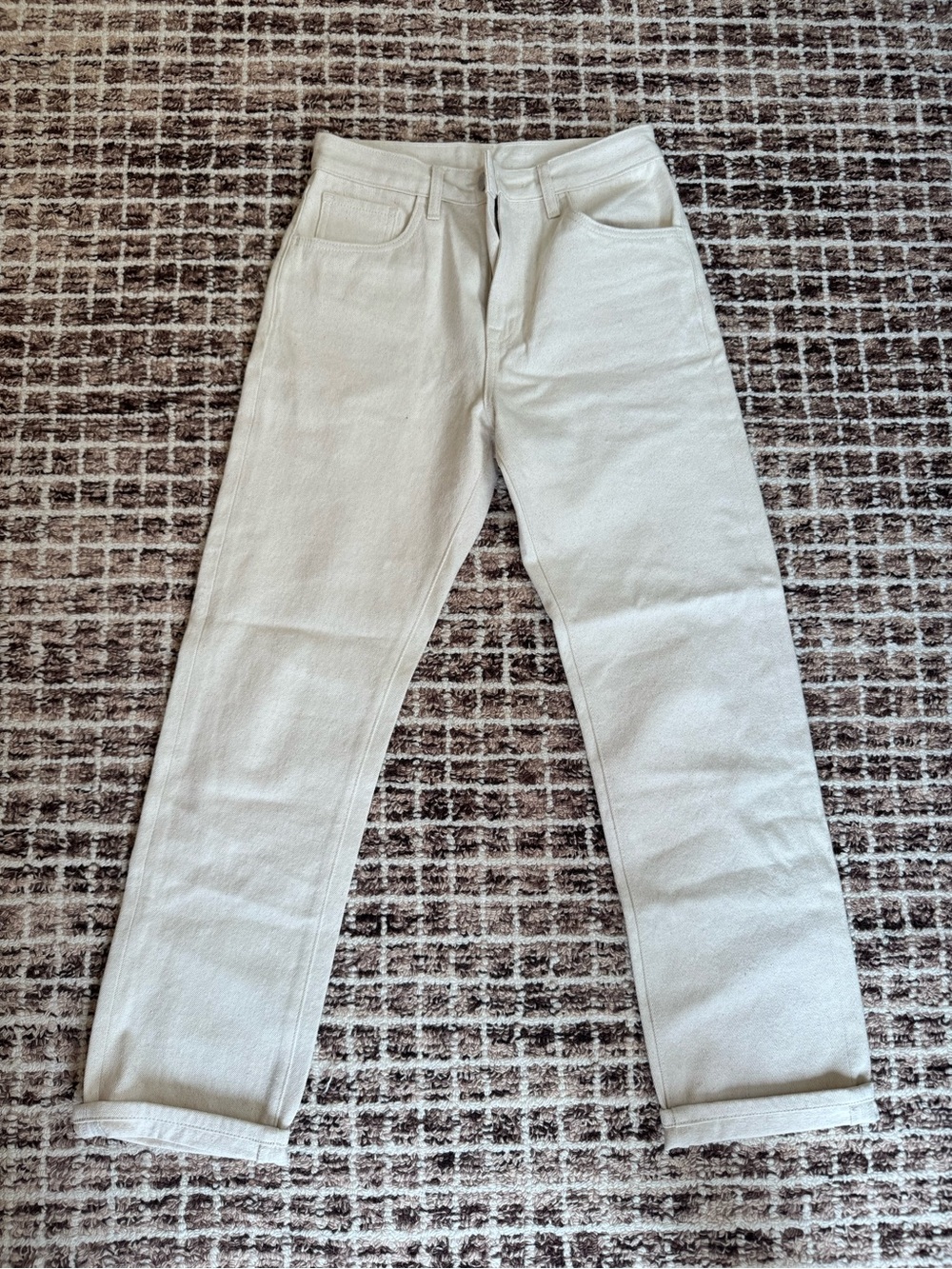 Women's Straight-Leg Jeans in Light Beige - Neutral Everyday Style